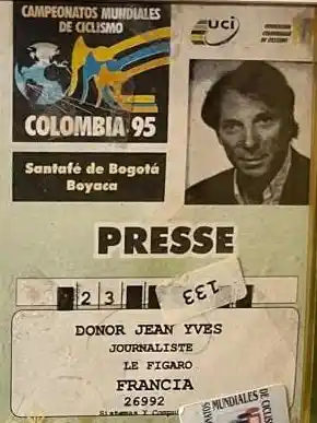Credencial de periodista en el Mundial de Ciclismo en Duitama,